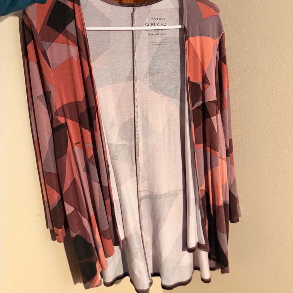 Torrid Multicolor Geometric Open Cardigan